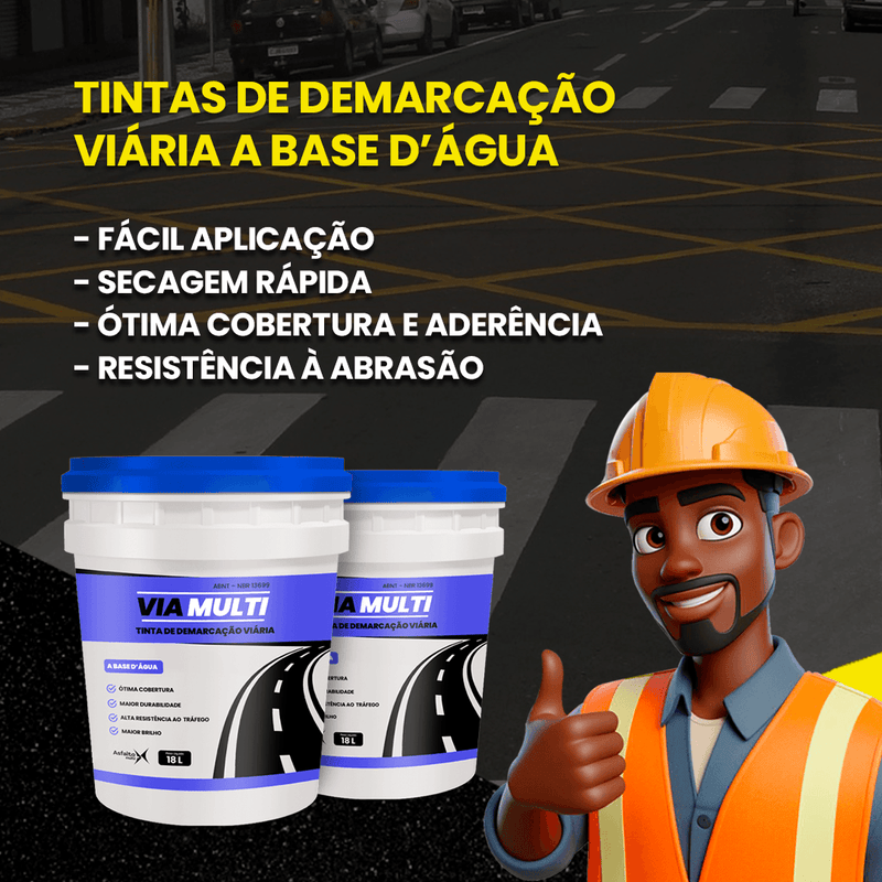 TINTA PARA DEMARCAÇÃO VIÁRIA OU CONSTRUÇÃO CIVIL, TINTA PARA ASFALTO  - BASE DE ÁGUA - LojaDoAsfalto