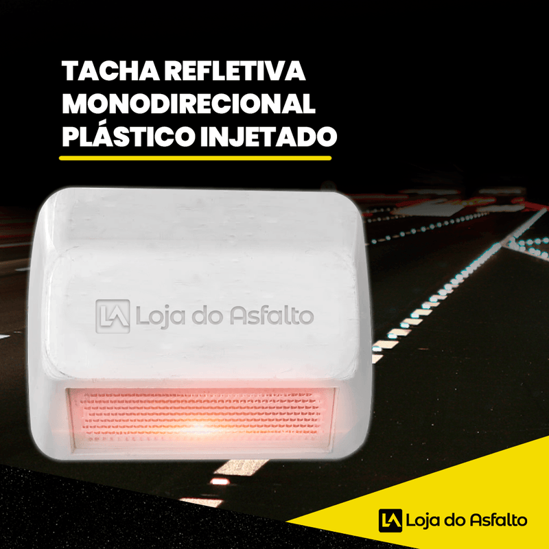 Tacha refletiva Monodirecional Plástico injetado - Branca - LojaDoAsfalto